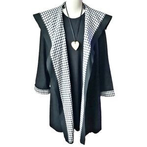 SPANNER Black/White Houndstooth Tweed Cardigan Size M